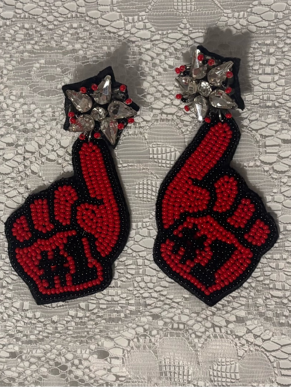 Red Beaded Game Day Earrings